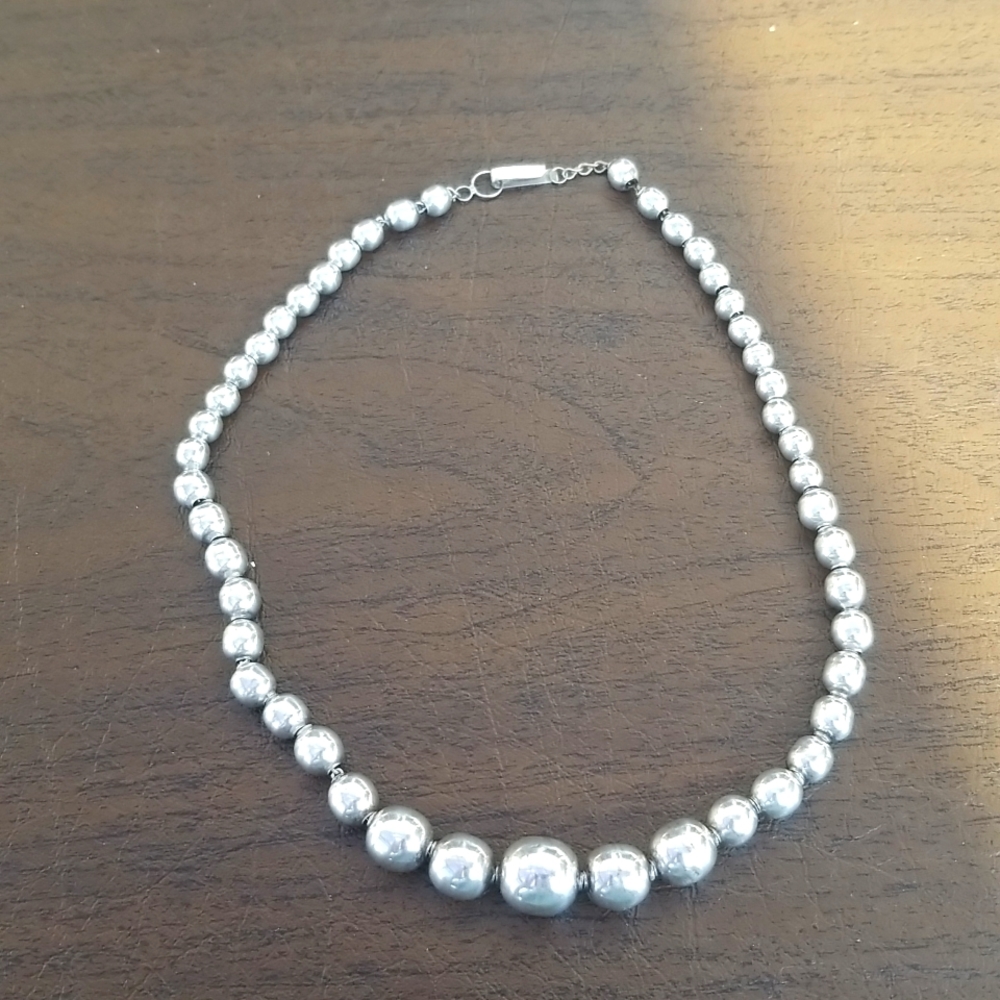Vintage 925 Silver Choker Length Graduated Necklace 13gm